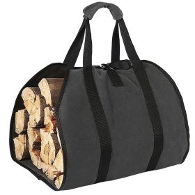 Outdoor Canvas Firewood Storage Bag Logging Tote Bag (Color: black) Outdoor Canvas Firewood Storage Bag Logging Tote Bag (Color: black)