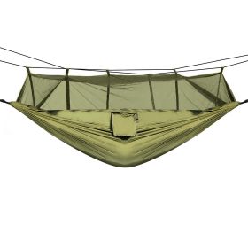 600lbs Load 2 Persons Hammock with Mosquito Net Outdoor Hiking Camping Hommock Portable Nylon Swing Hanging Bed (Color: Green) 600lbs Load 2 Persons Hammock with Mosquito Net Outdoor Hiking Camping Hommock Portable Nylon Swing Hanging Bed (Color: Green)