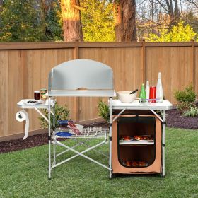Outdoor BBQ Portable Grilling Table with Windscreen Bag (Color: brown, select: with 1 Bag) Outdoor BBQ Portable Grilling Table with Windscreen Bag (Color: brown, select: with 1 Bag)