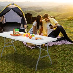 Portable Folding Camping Table with Carrying Handle for Picnic (Color: White) Portable Folding Camping Table with Carrying Handle for Picnic (Color: White)